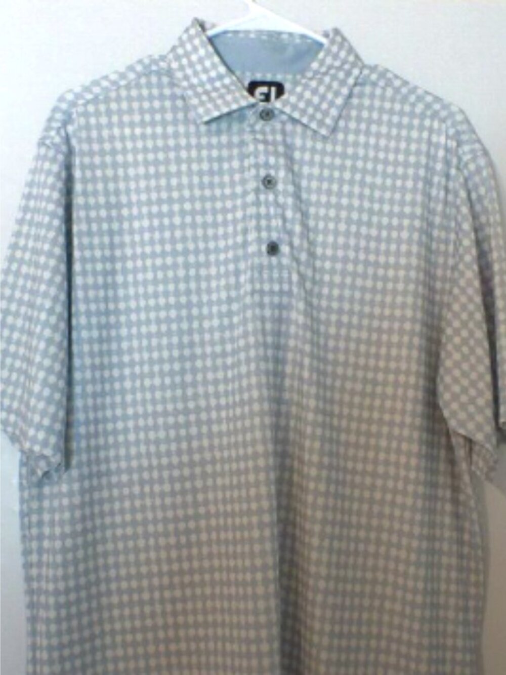 FootJoy FJ Patterned Golf Polo Shirt Light Blue White Men’s Medium